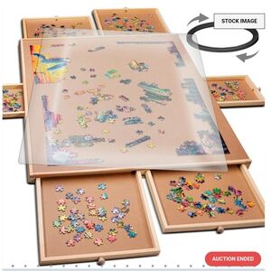PLAYVIBE Rotating Puzzle Board - 1500 Pieces, 26 x 35 in - 6-Drawer Storage